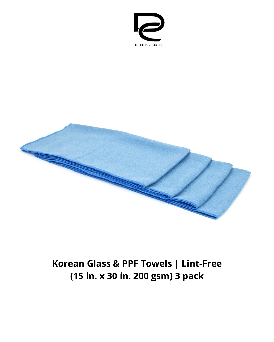 Korean Glass & PPF Towels | Lint-Free (15 in. x 30 in. 200 gsm) 3 pack