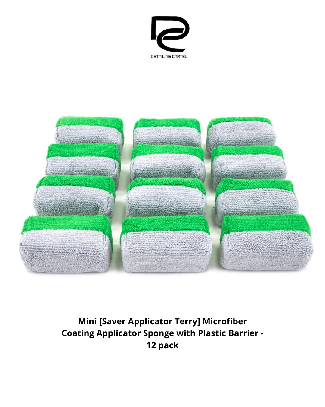 Mini [Saver Applicator Terry] Microfiber Coating Applicator Sponge with Plastic Barrier - 12 pack