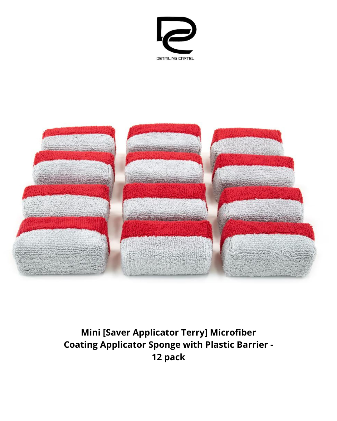 Mini [Saver Applicator Terry] Microfiber Coating Applicator Sponge with Plastic Barrier - 12 pack