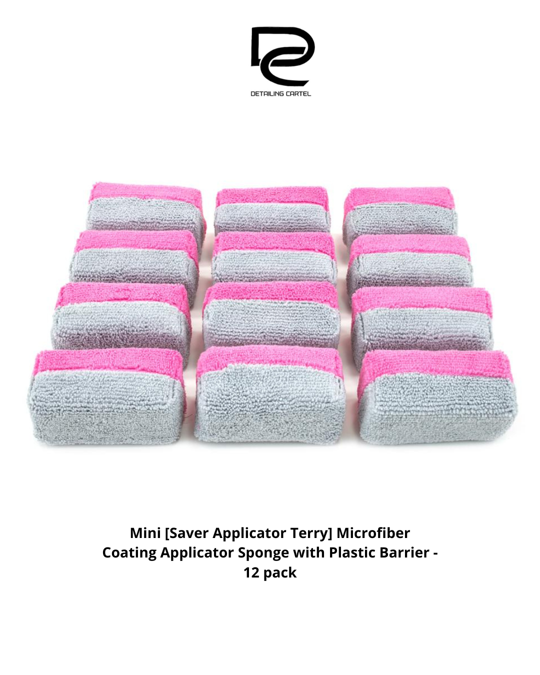 Mini [Saver Applicator Terry] Microfiber Coating Applicator Sponge with Plastic Barrier - 12 pack
