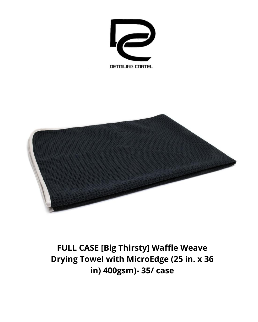 FULL CASE [Big Thirsty] Waffle Weave Drying Towel with MicroEdge (25 in. x 36 in) 400gsm)- 35/ case