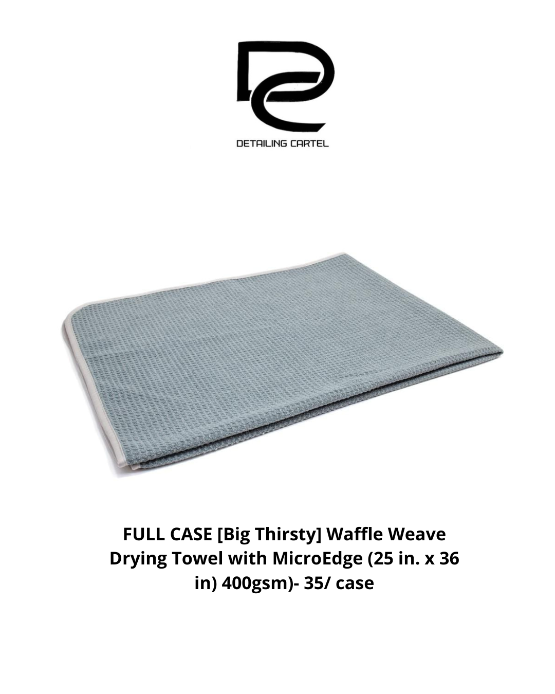 FULL CASE [Big Thirsty] Waffle Weave Drying Towel with MicroEdge (25 in. x 36 in) 400gsm)- 35/ case