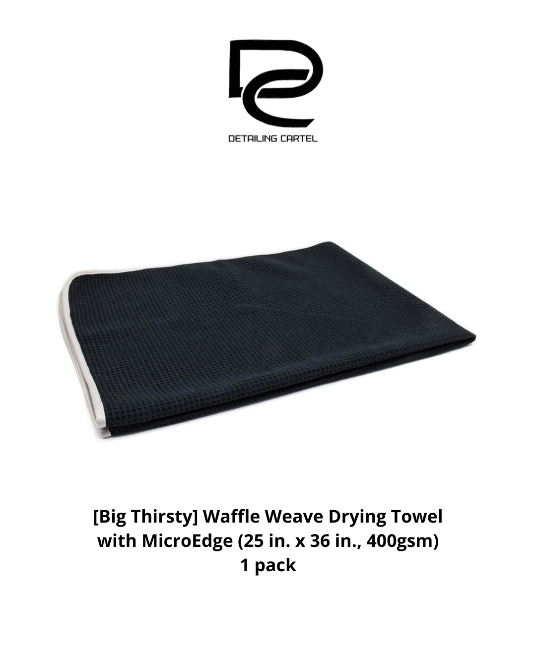 [Big Thirsty] Waffle Weave Drying Towel with MicroEdge (25 in. x 36 in., 400gsm) 1 pack