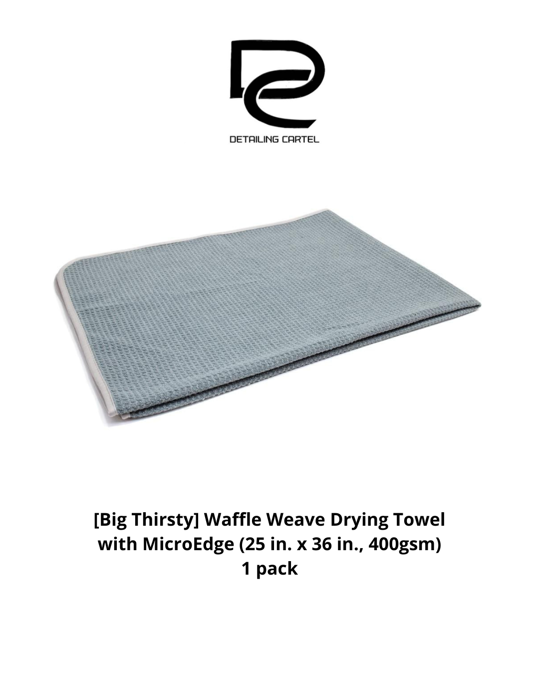 [Big Thirsty] Waffle Weave Drying Towel with MicroEdge (25 in. x 36 in., 400gsm) 1 pack
